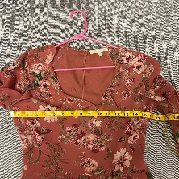 WAYF - Pink Floral Long Sleeve Midi Dress - Picture 7 of 9